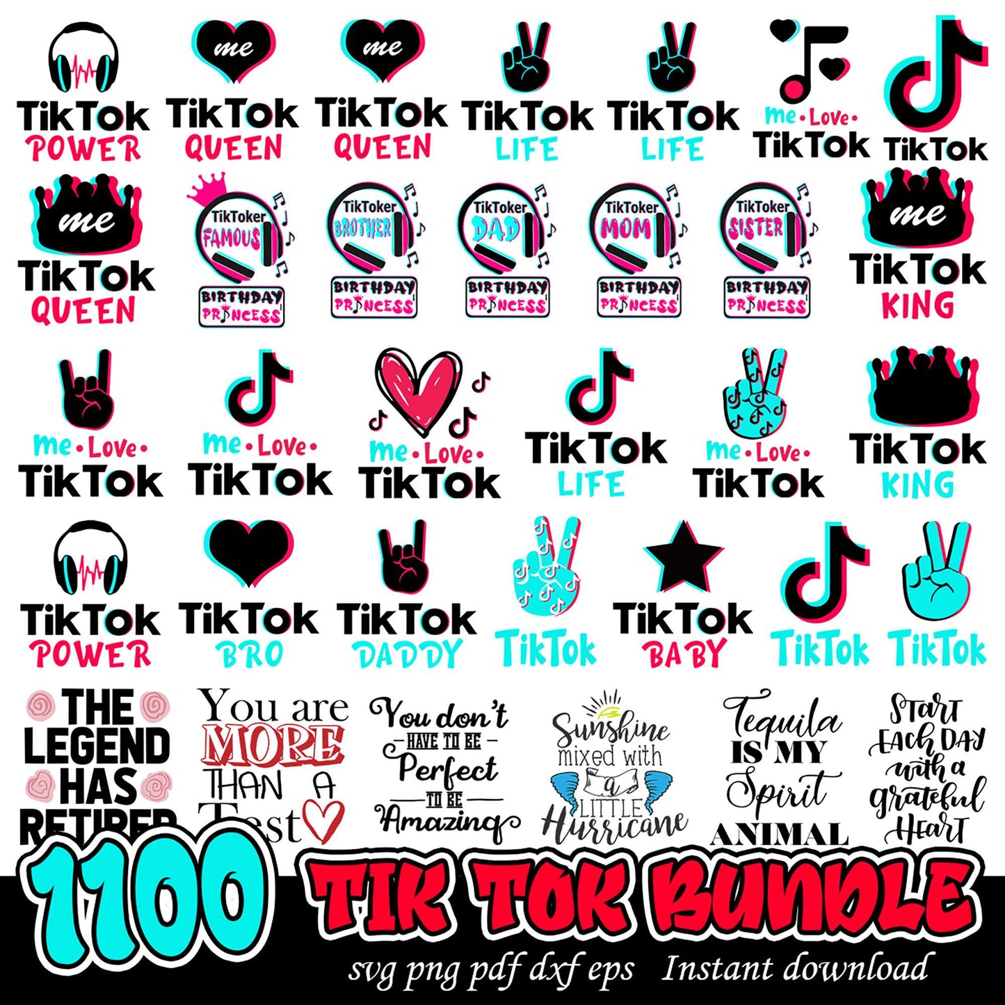 TikTok Bundle 1100 SVG Designs for Instant Download Fun
