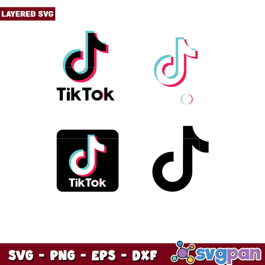 TikTok Logo Bundle Layered SVG Files for Crafts