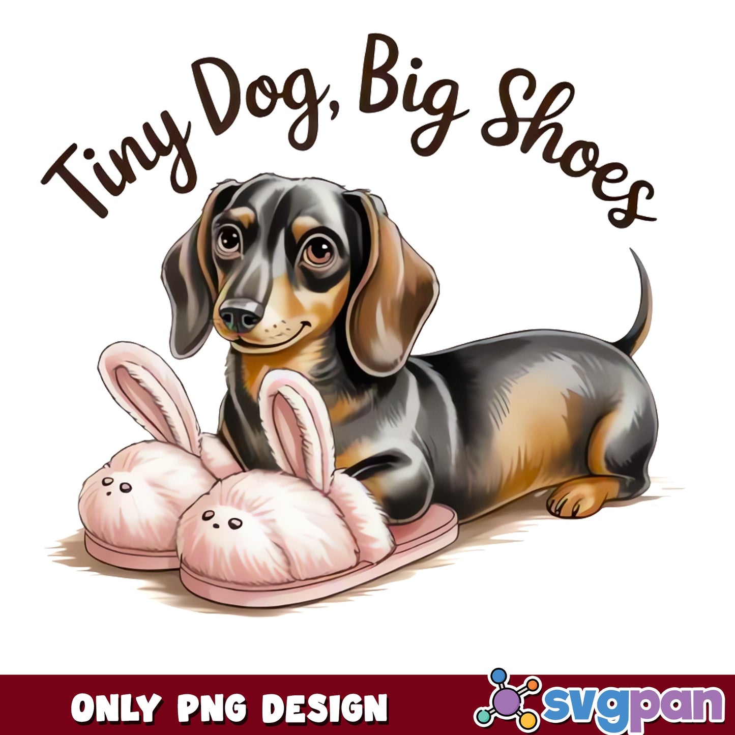 Tiny Dog Big Shoes Dachshund PNG, Funny Dachshund PNG, Dog Lover PNG