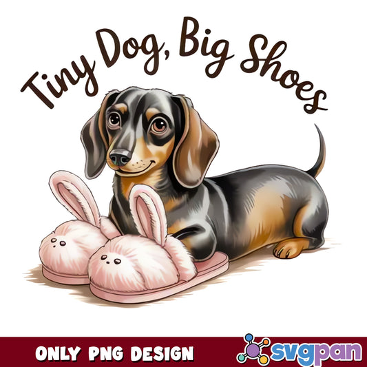Tiny Dog Big Shoes Dachshund PNG, Funny Dachshund PNG, Dog Lover PNG