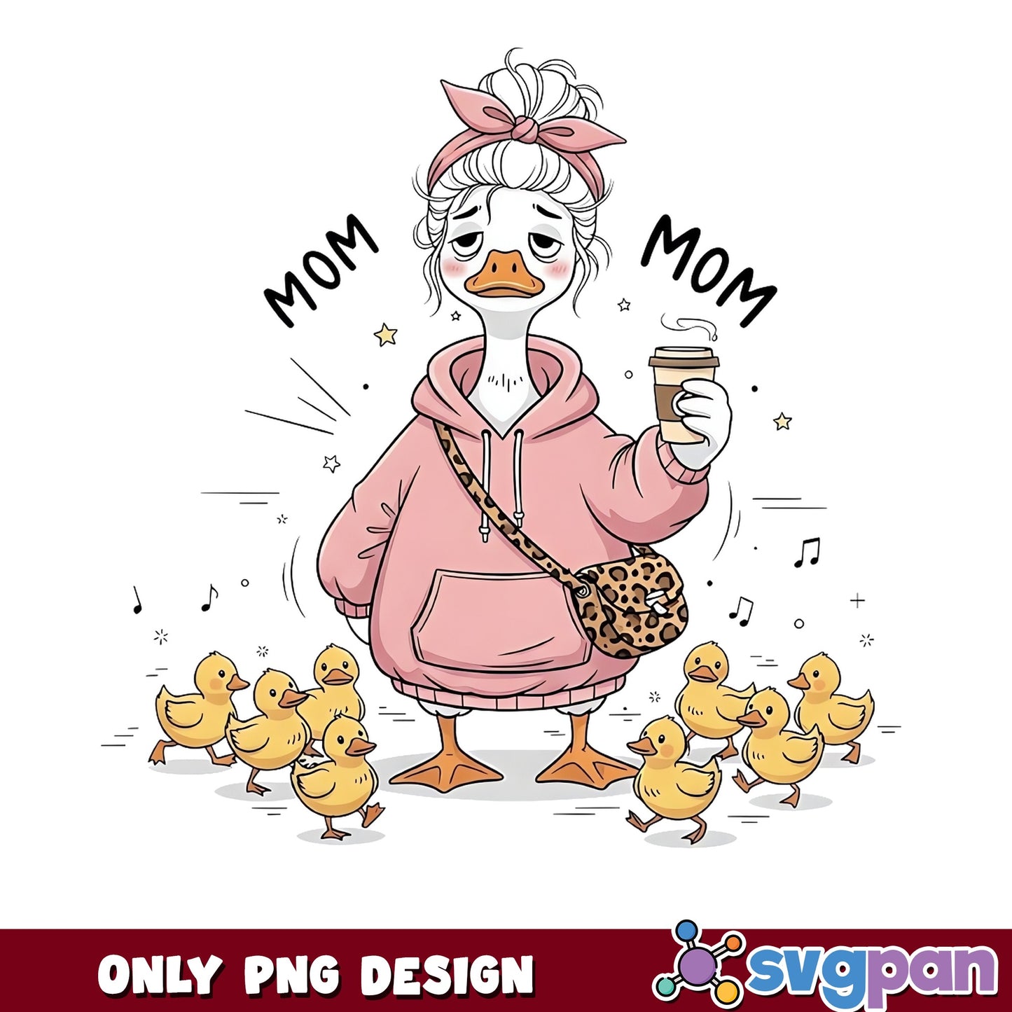 Tired Mom Duck With Ducklings PNG, Funny Mom PNG, Mother's Day PNG