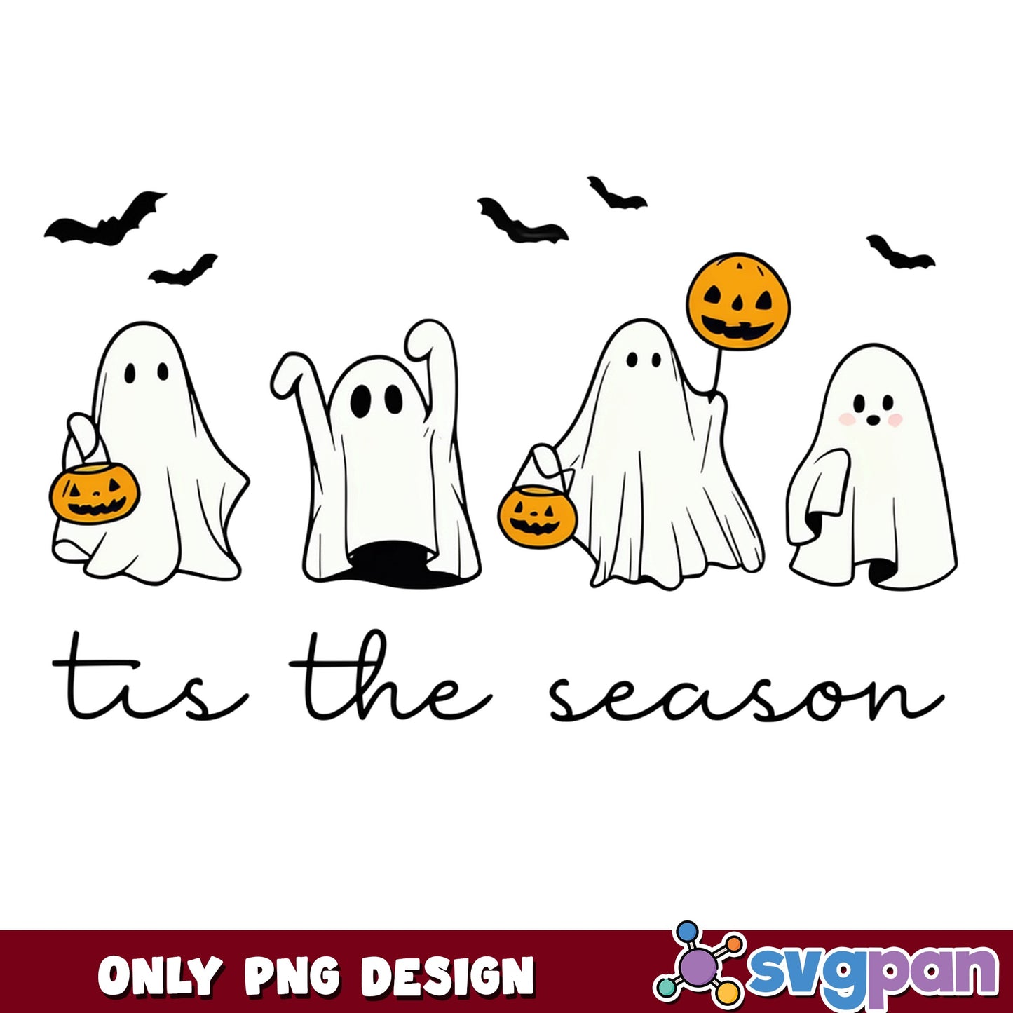 Tis The Season Halloween Ghost PNG, Cute Ghost PNG, Halloween PNG