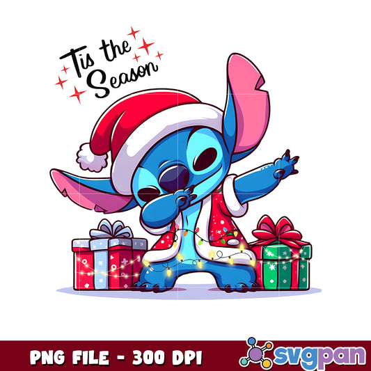 Tis the season png, disney characters png, cute stitch png