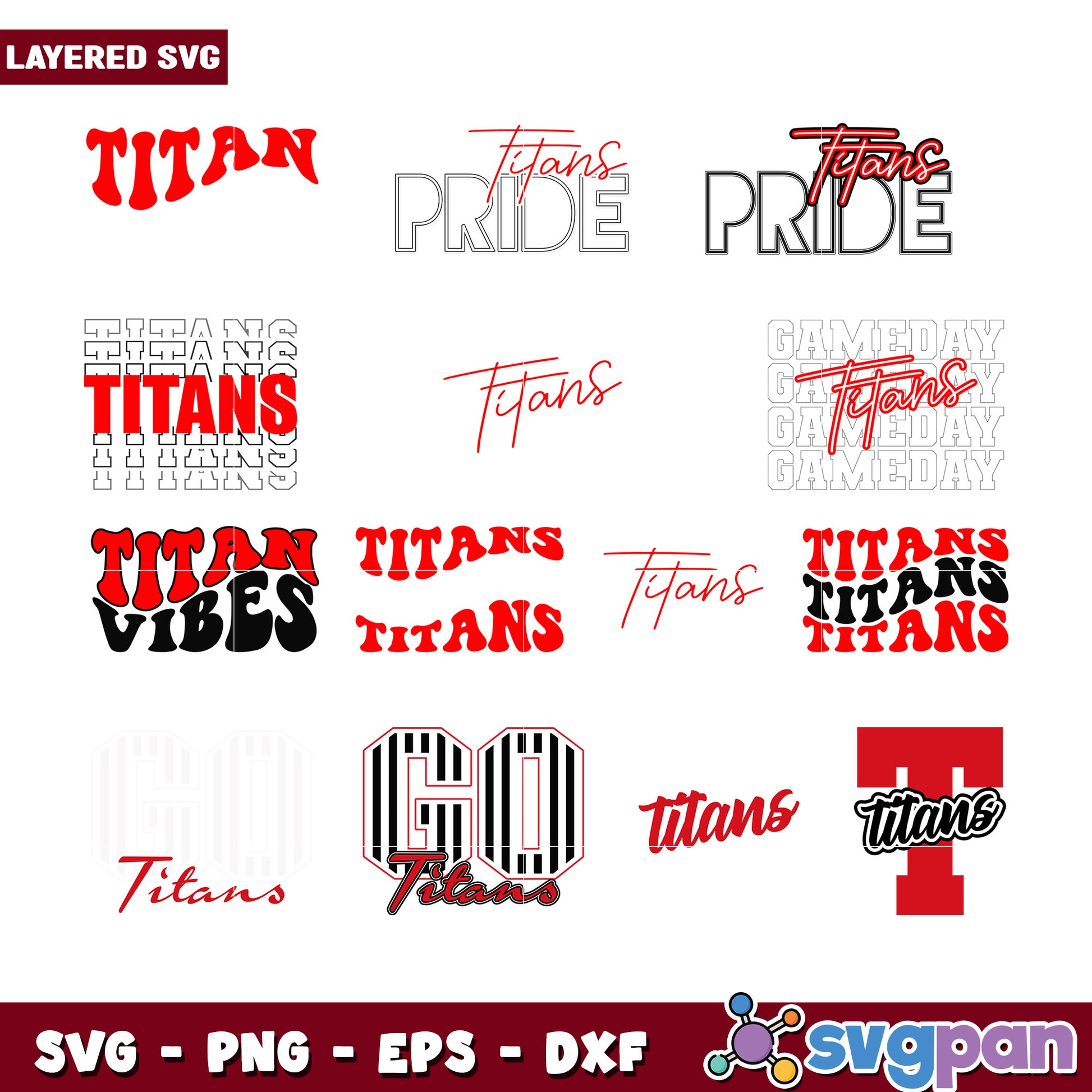 Titans SVG Bundle Layered Designs for Cricut