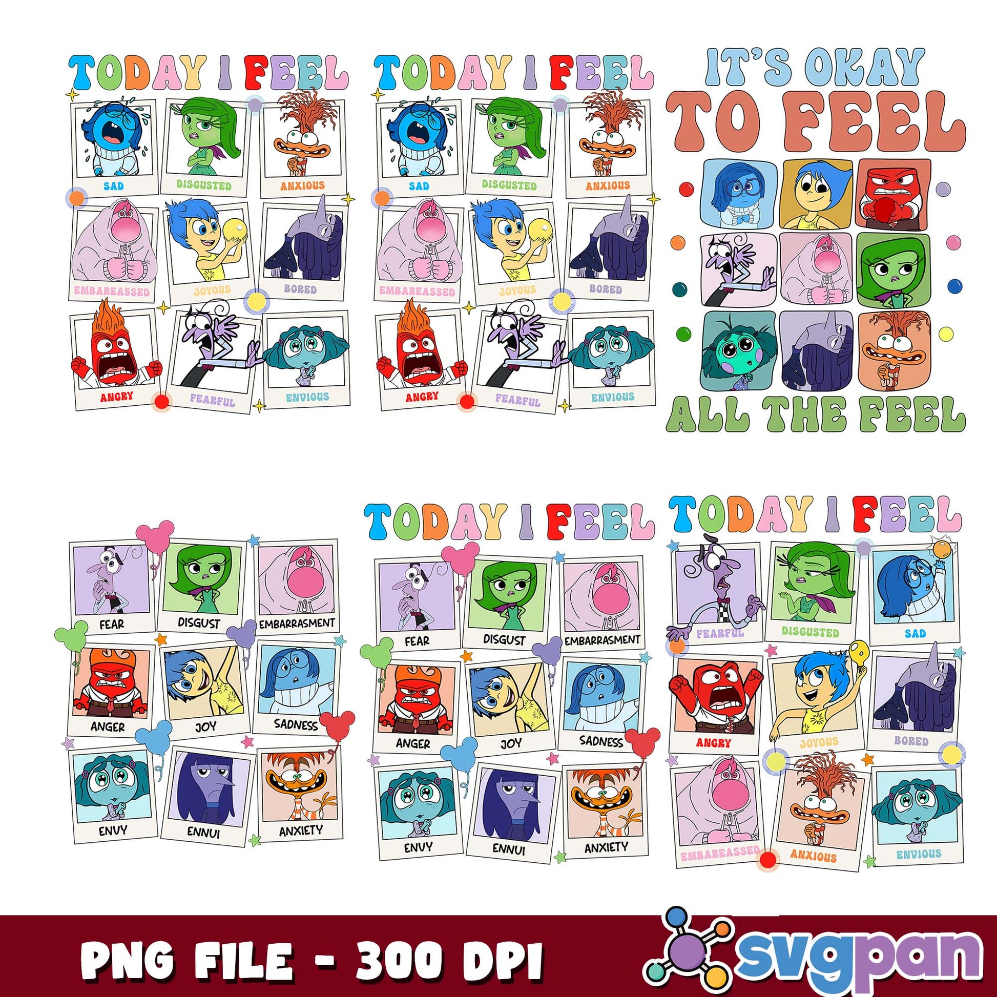 Today i feel inside out png bundle