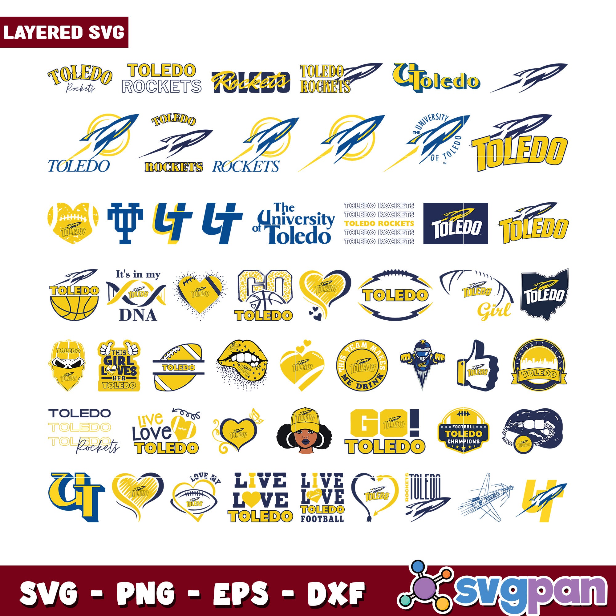 Toledo Rockets SVG Bundle Layered Designs โ svgpan