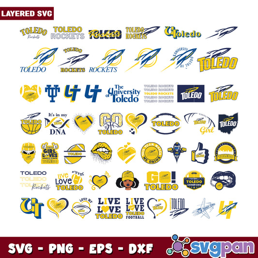 Toledo Rockets SVG Bundle Layered Designs