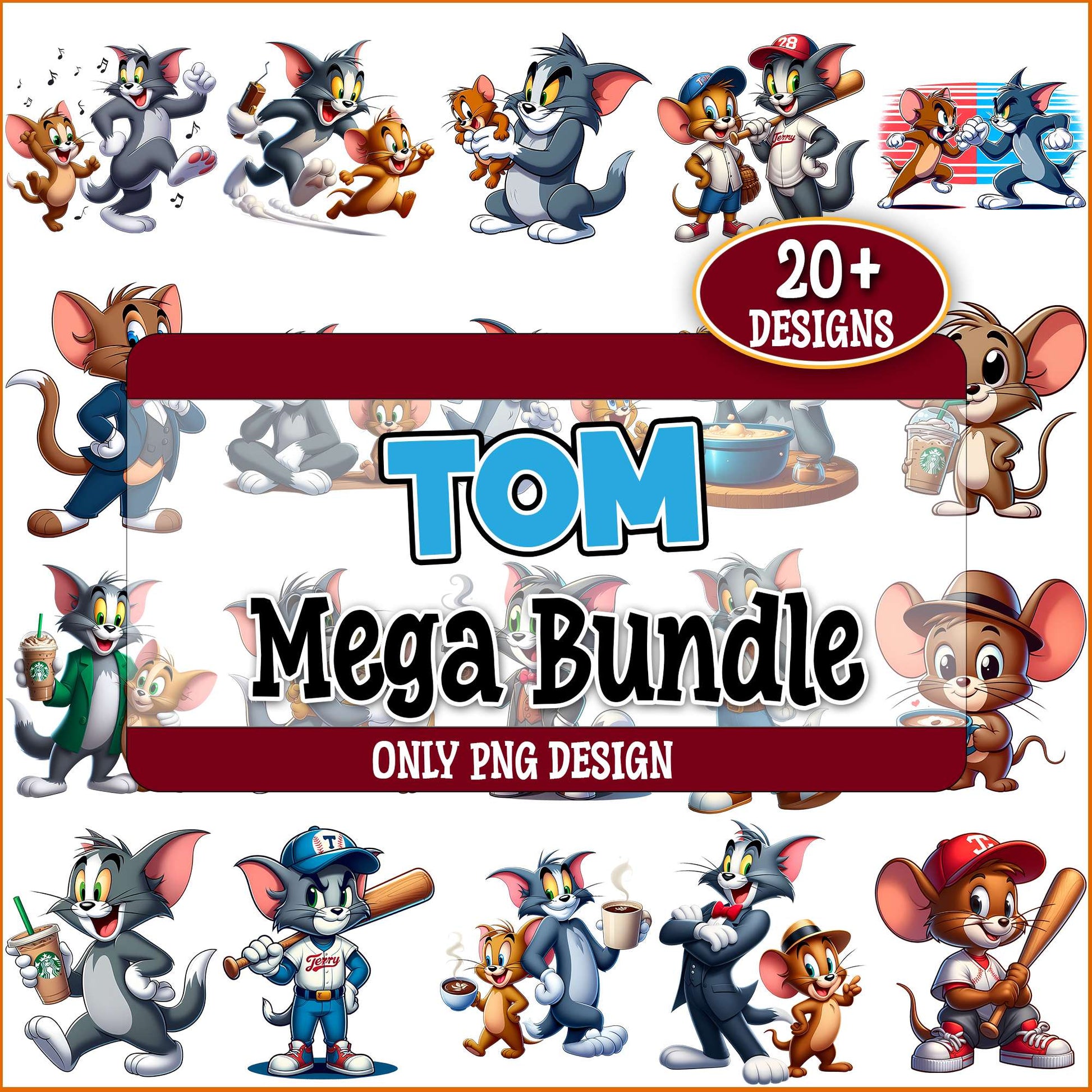 Tom and jerry baseball png bundle