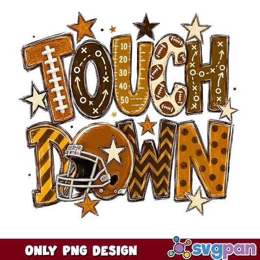 Touchdown Football PNG, Football Season Sublimation PNG, Game Day PNG
