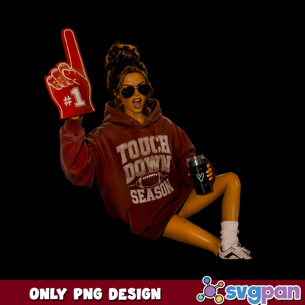 Touchdown Season Football Girl PNG, Football Fan PNG, Game Day PNG