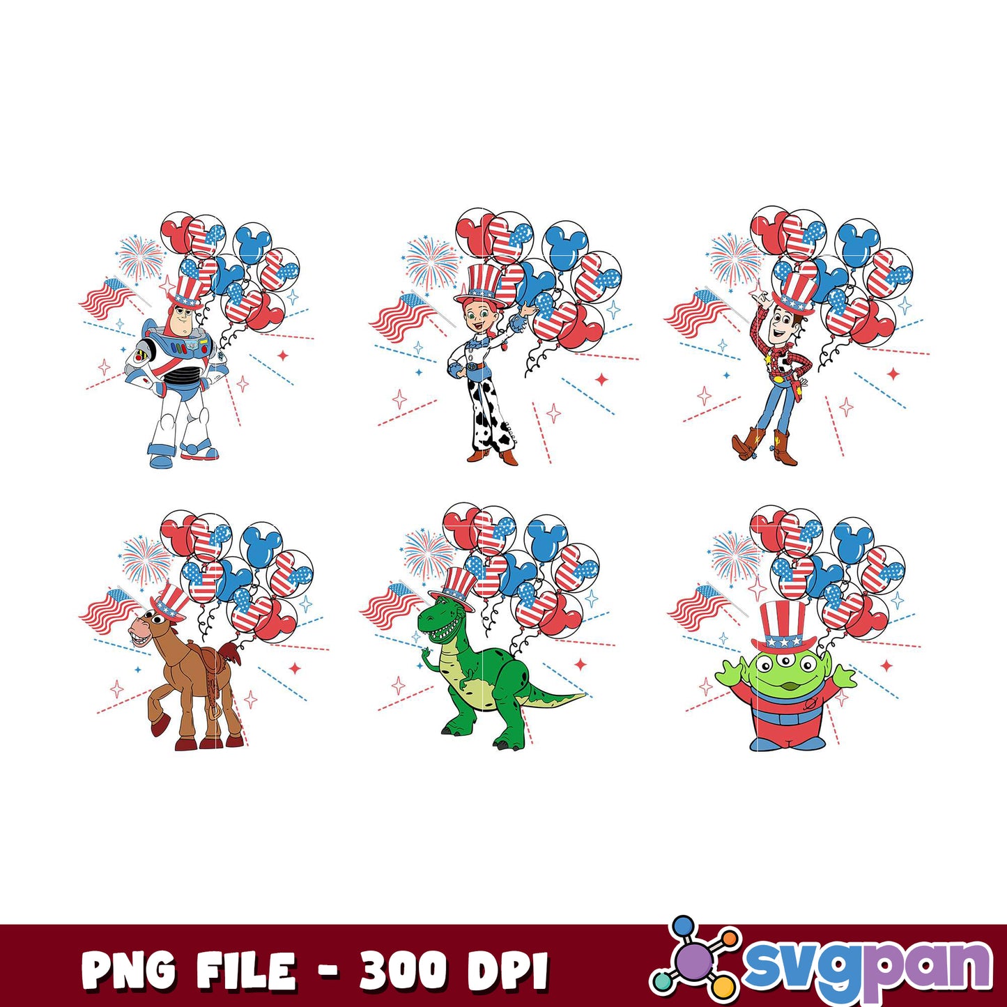 Toy Story 4th of July PNG Bundle 300 DPI