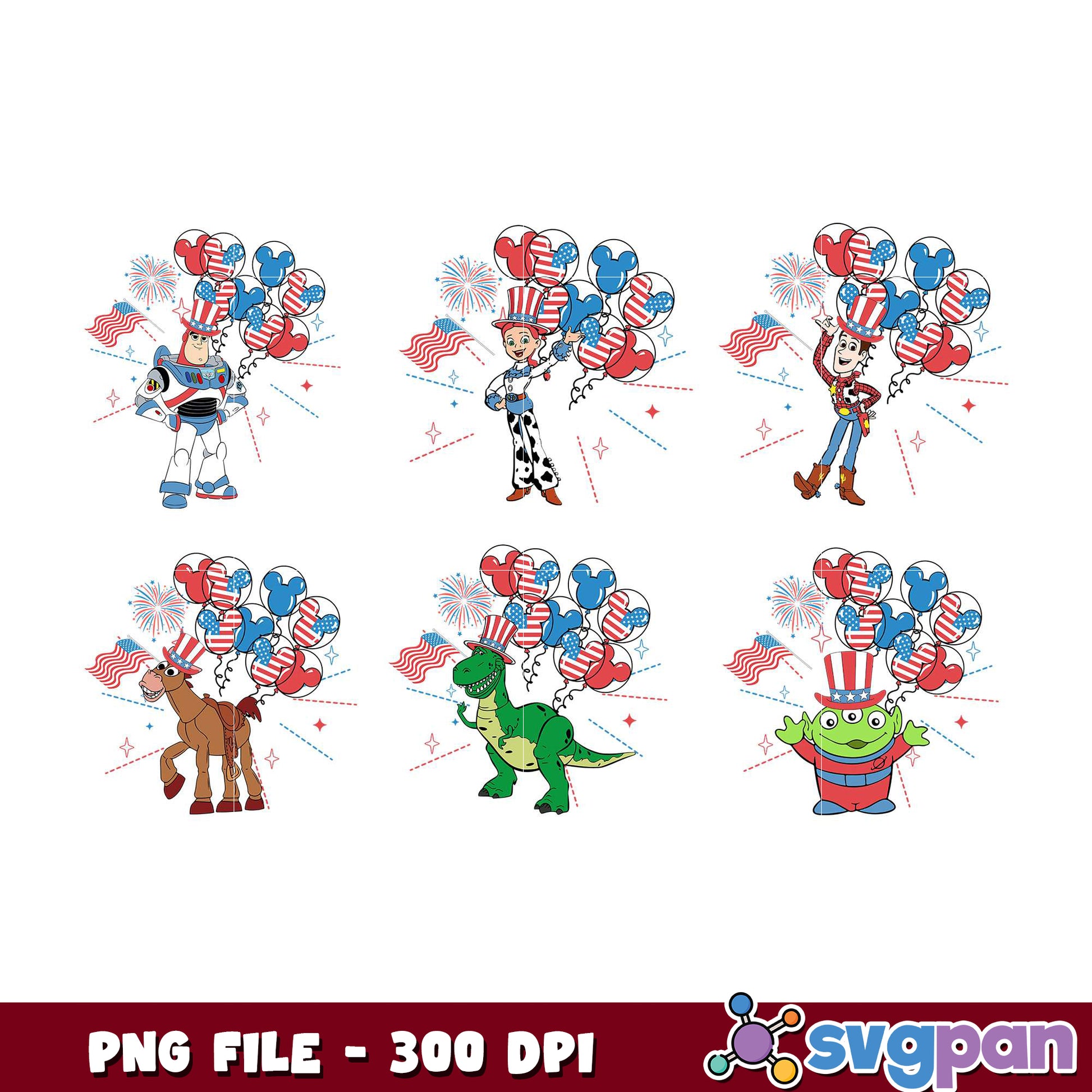 Toy Story 4th of July PNG Bundle 300 DPI