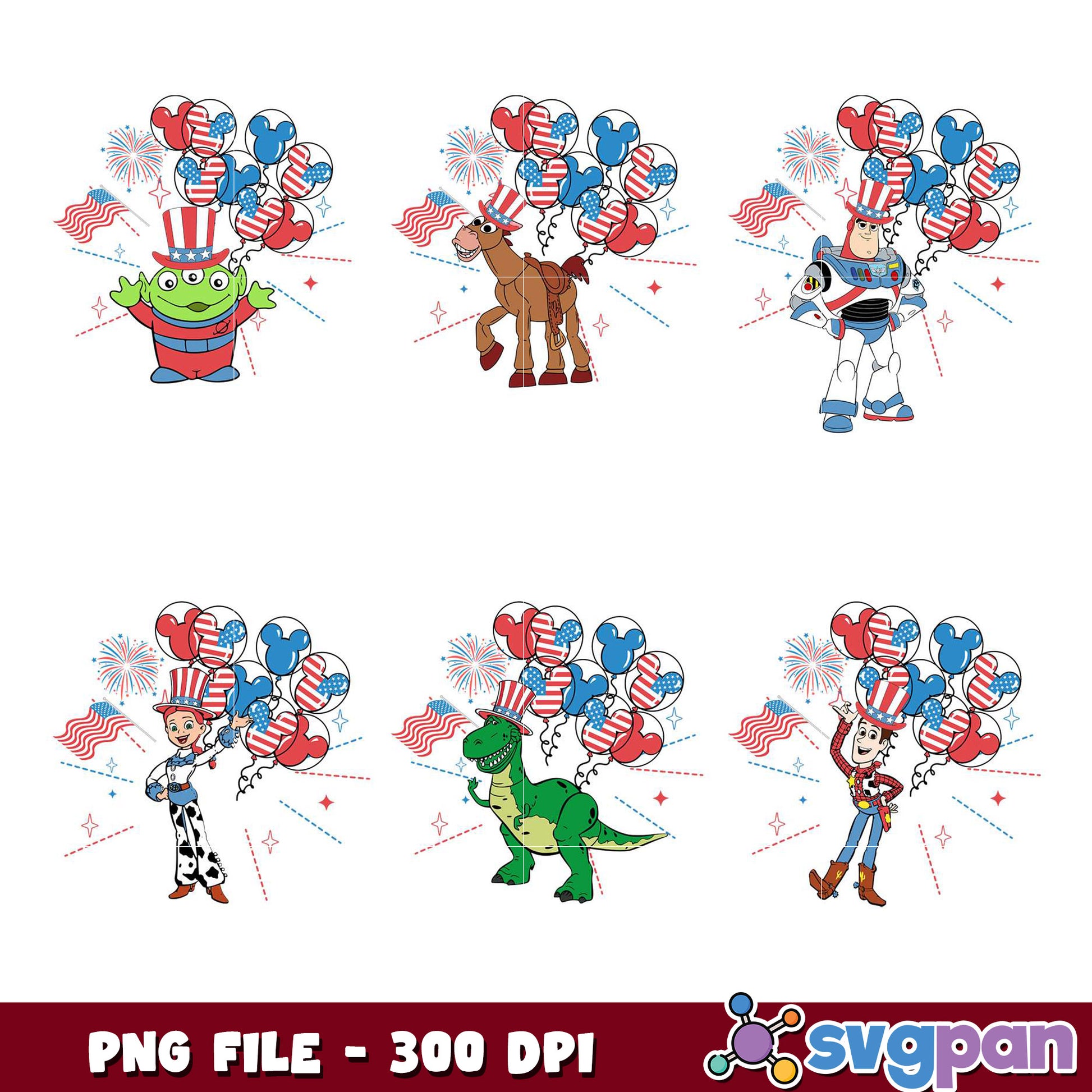 Toy Story 4th of July PNG Bundle 300 DPI