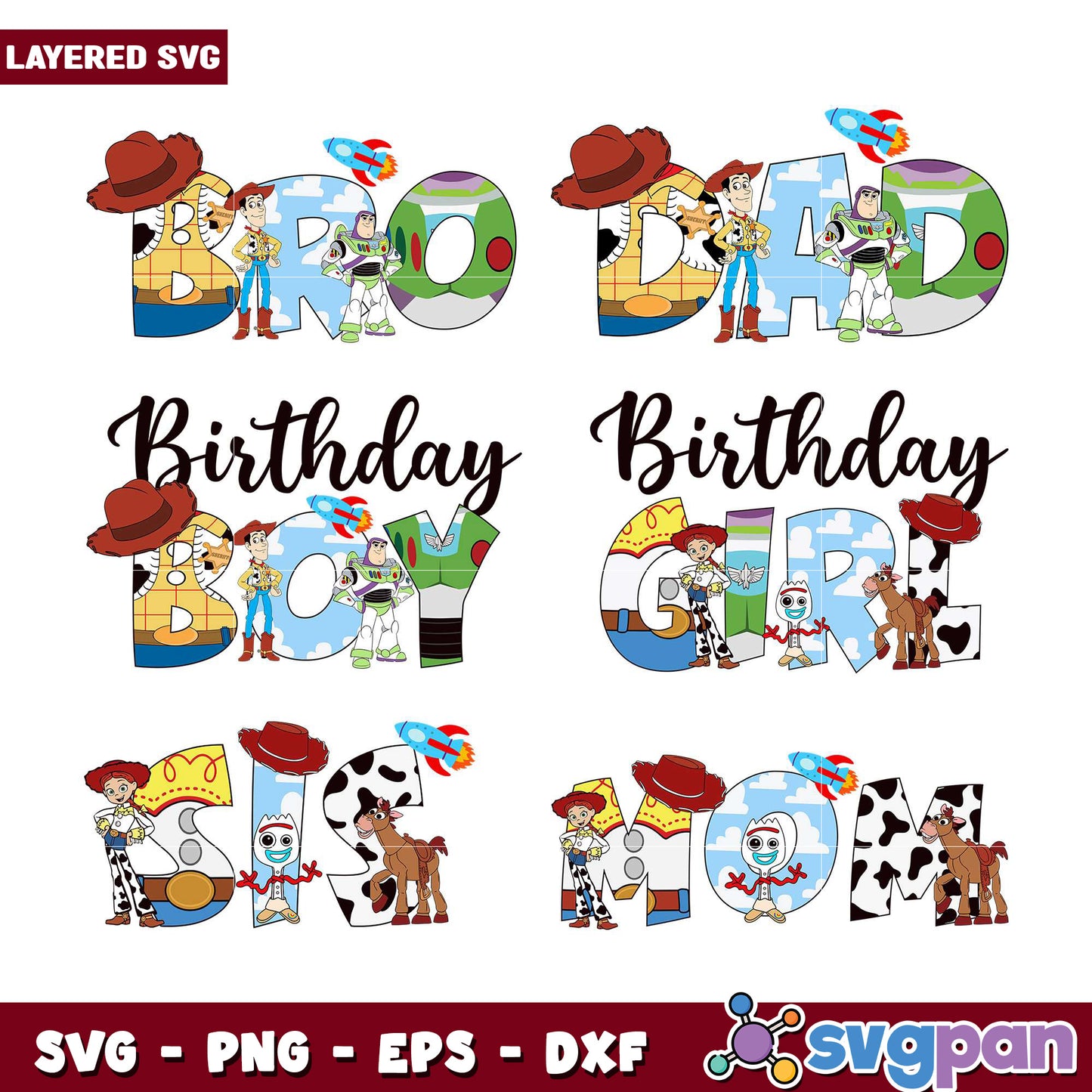 Toy Story Birthday Bundle SVG for Kids Celebrations