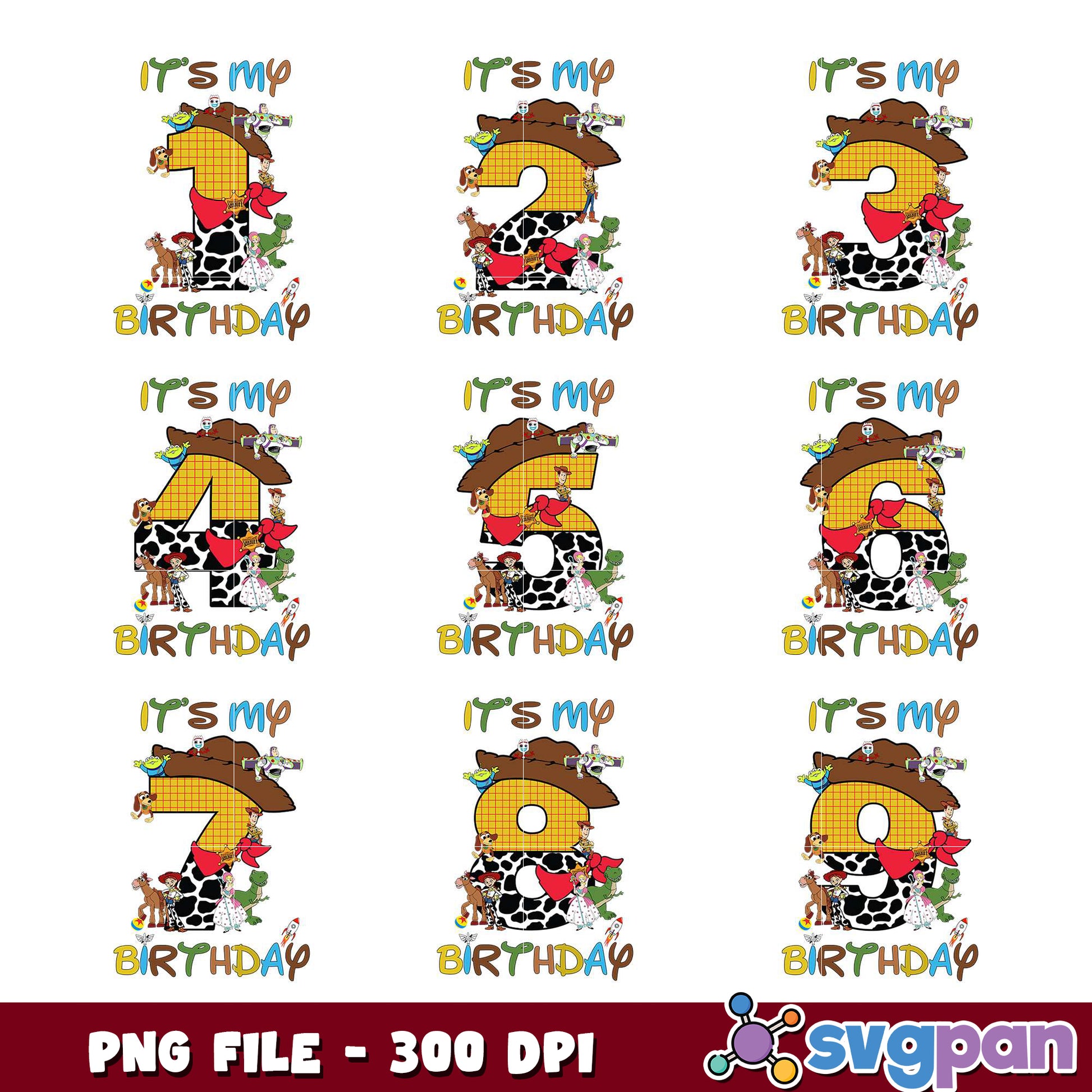 Toy Story Birthday Numbers PNG Bundle
