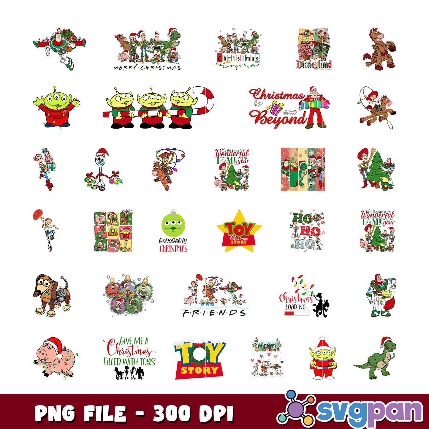 Toy Story Christmas PNG Bundle - 300 DPI