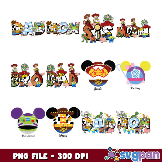 Toy Story Family Bundle PNG 300 DPI
