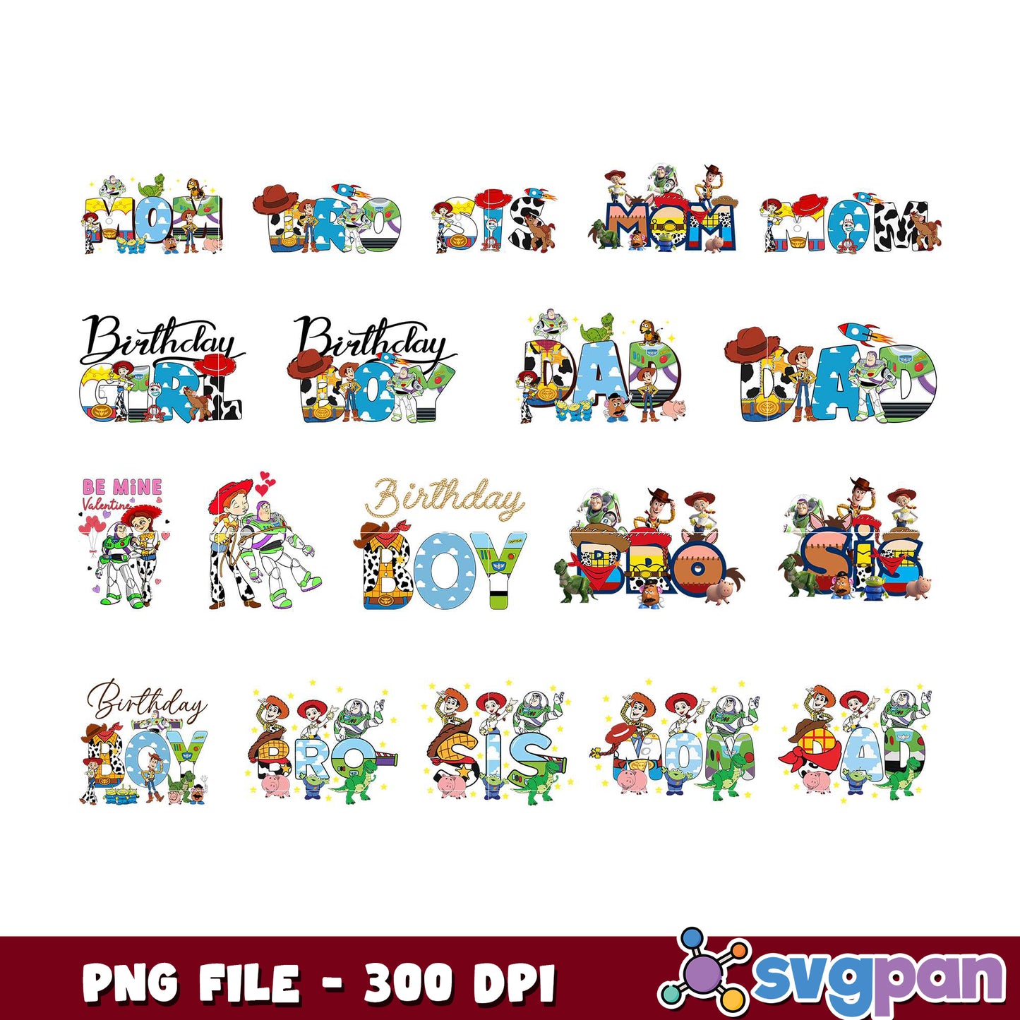 Toy Story Family PNG Bundle 300 DPI