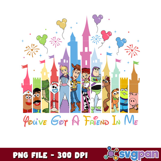Toy Story Friendship Castle Themed Art PNG Design