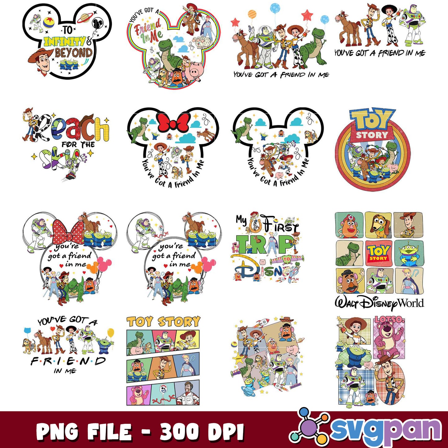Toy Story PNG Bundle 12 Designs, 300 DPI