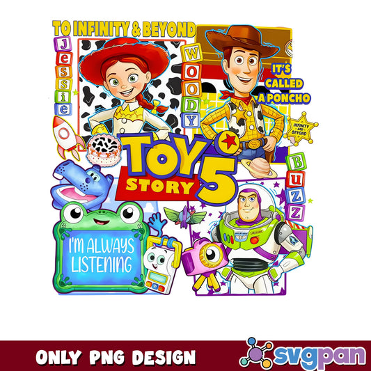 Toy Story 5 PNG, Buzz Lightyear Woody Jessie PNG, Disney PNG