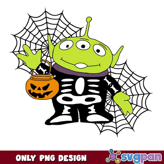 Toy Story Alien Skeleton Halloween PNG, Trick Or Treat Pumpkin, Disney
