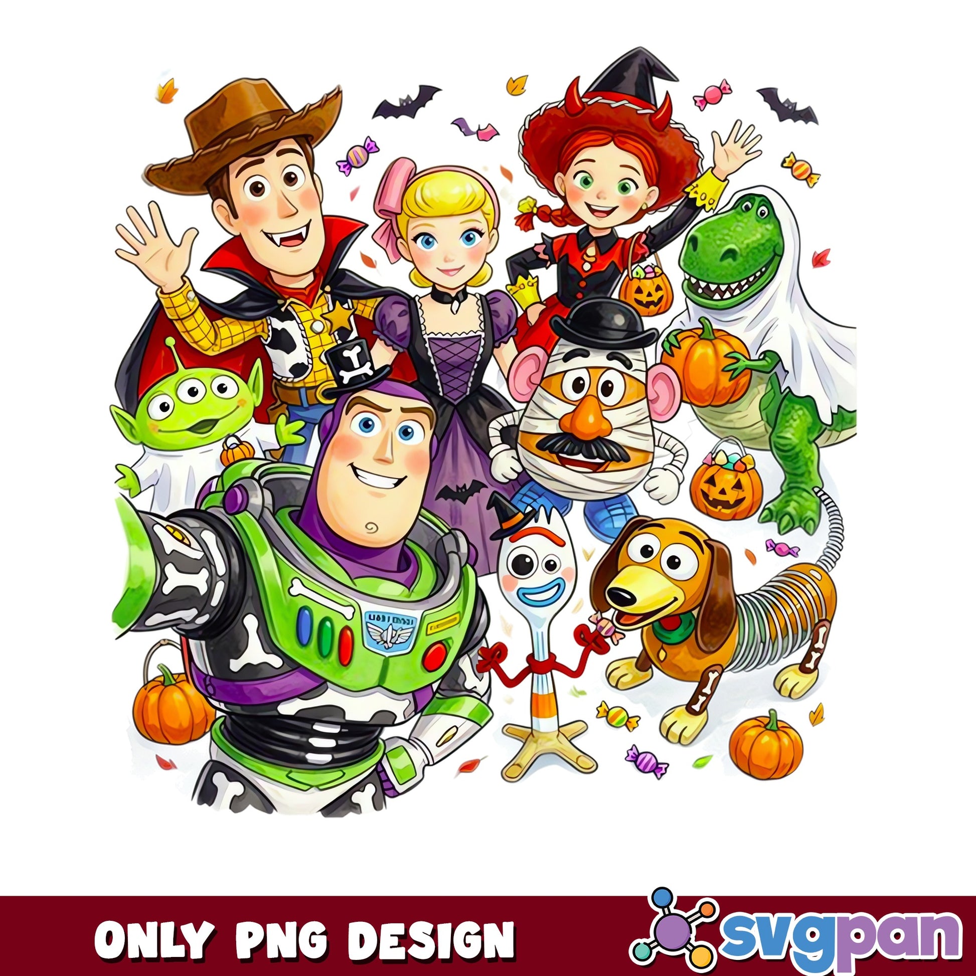 Toy Story Buzz Woody Halloween Costumes Pumpkin Candy PNG, Disney, PNG