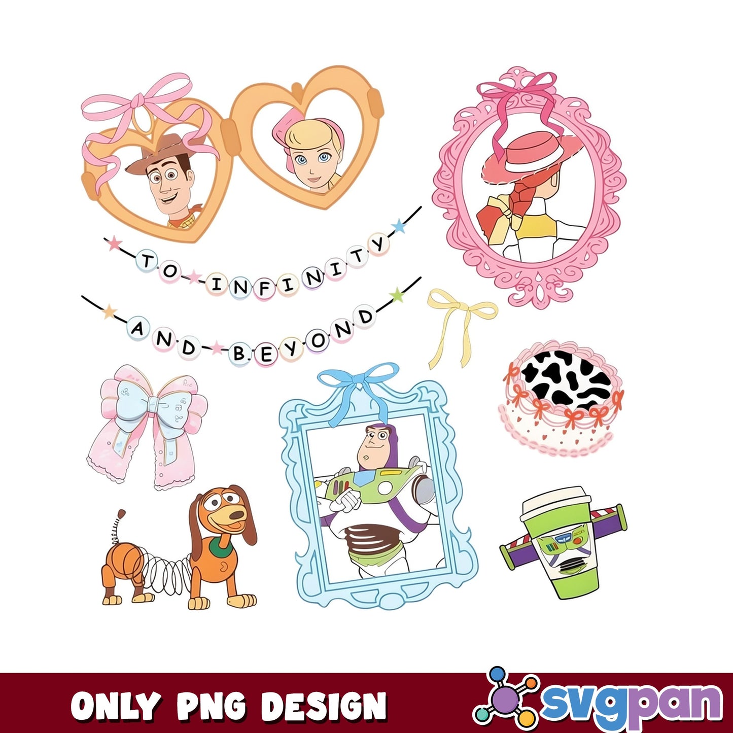 Toy Story Characters Coquette PNG Bundle, Buzz Woody PNG, Disney PNG