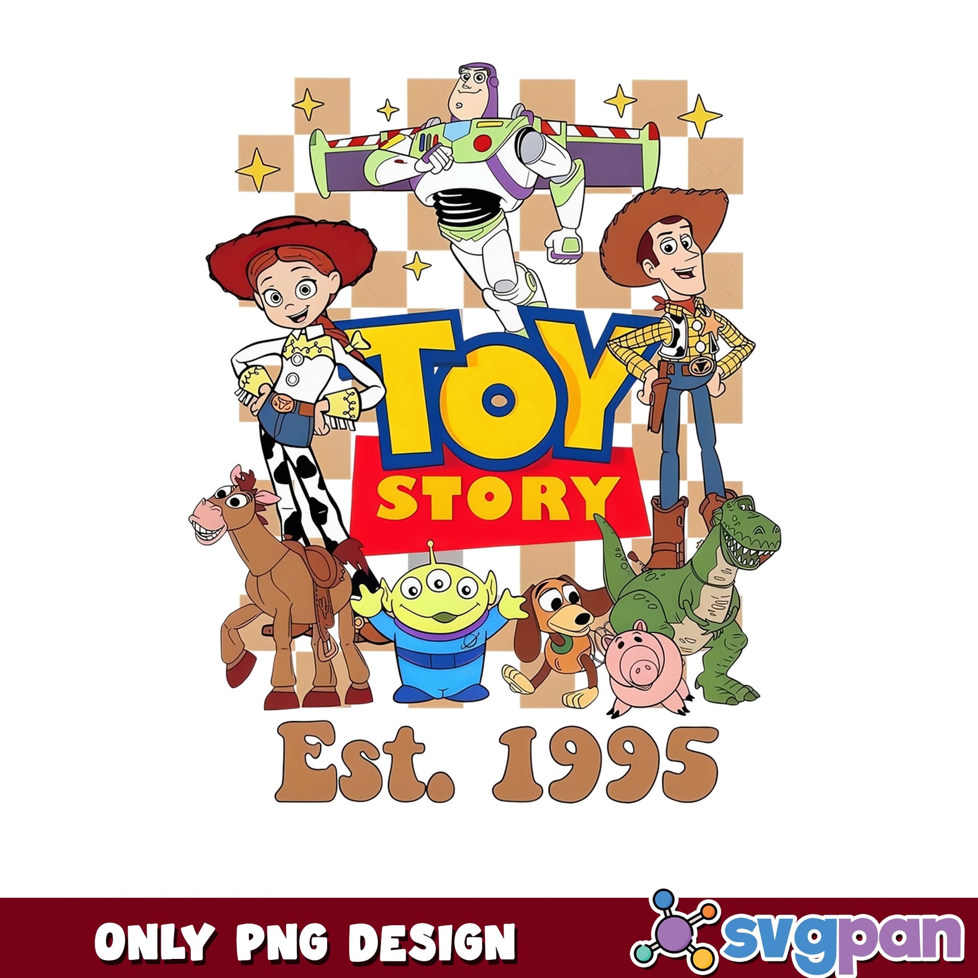 Toy Story Characters Est 1995 PNG, Disney Pixar PNG, Woody Buzz PNG