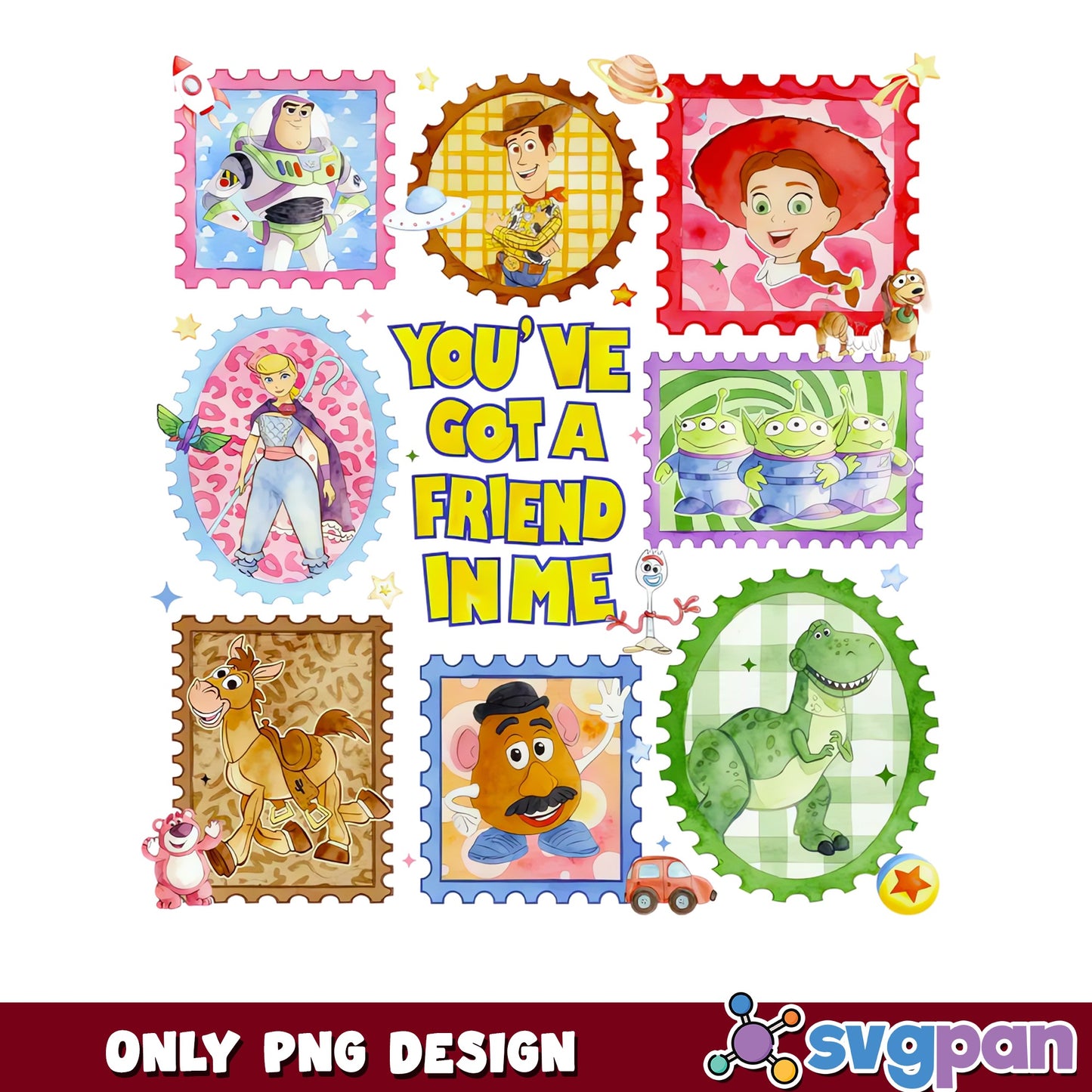 Toy Story Characters Stamp PNG, Woody Buzz PNG, Disney PNG