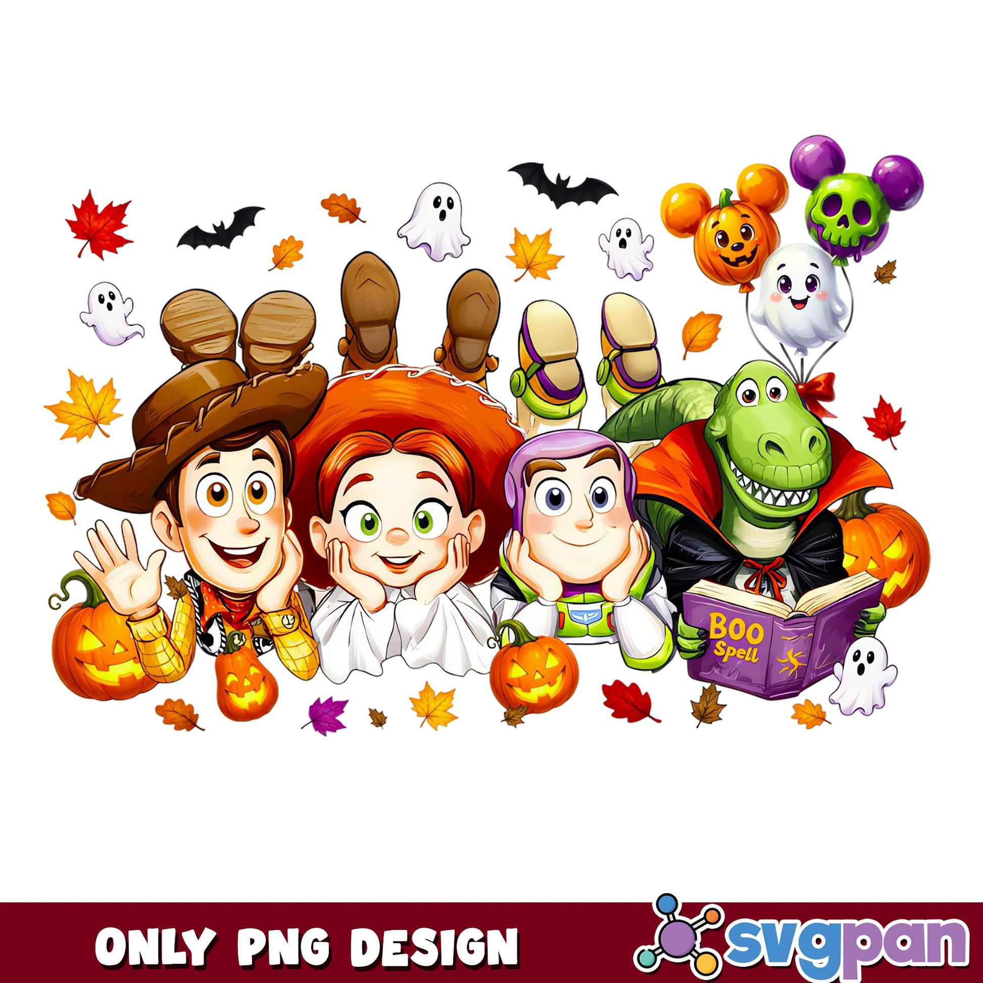 Toy Story Friends Halloween PNG, Woody Buzz Rex PNG, Disney PNG