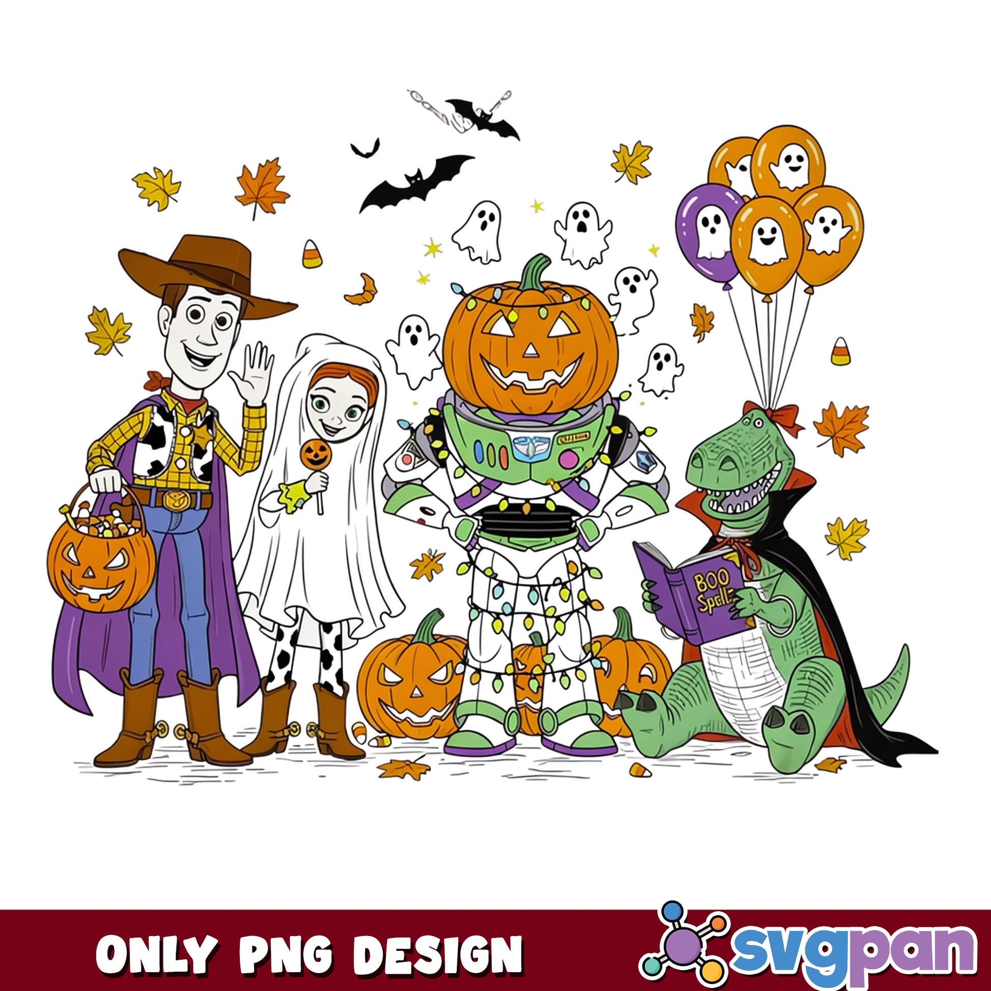 Toy Story Halloween PNG, Woody Buzz Lightyear Halloween PNG, Disney PNG