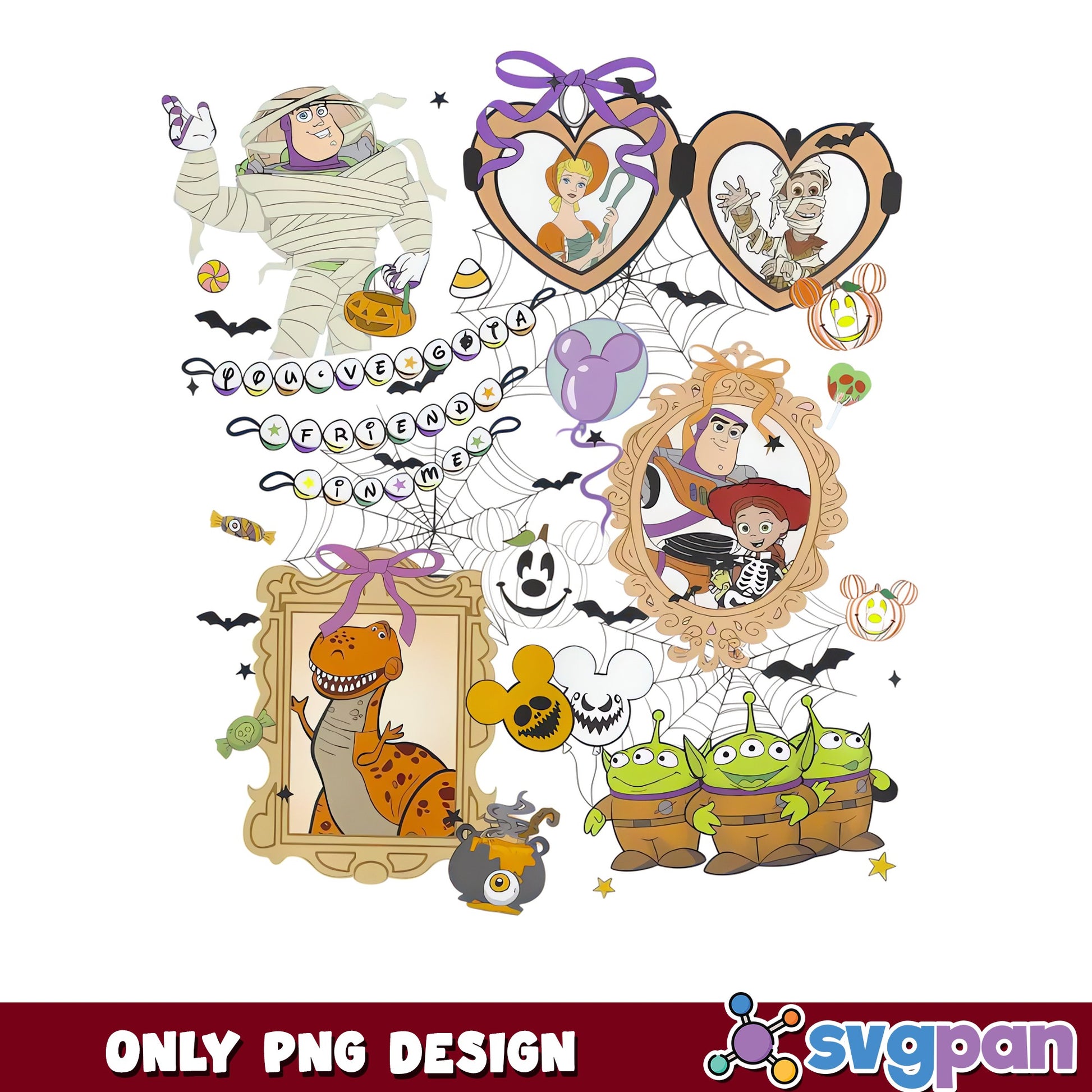 Toy Story Halloween You Got A Friend In Me PNG, Buzz Jessie Rex, PNG