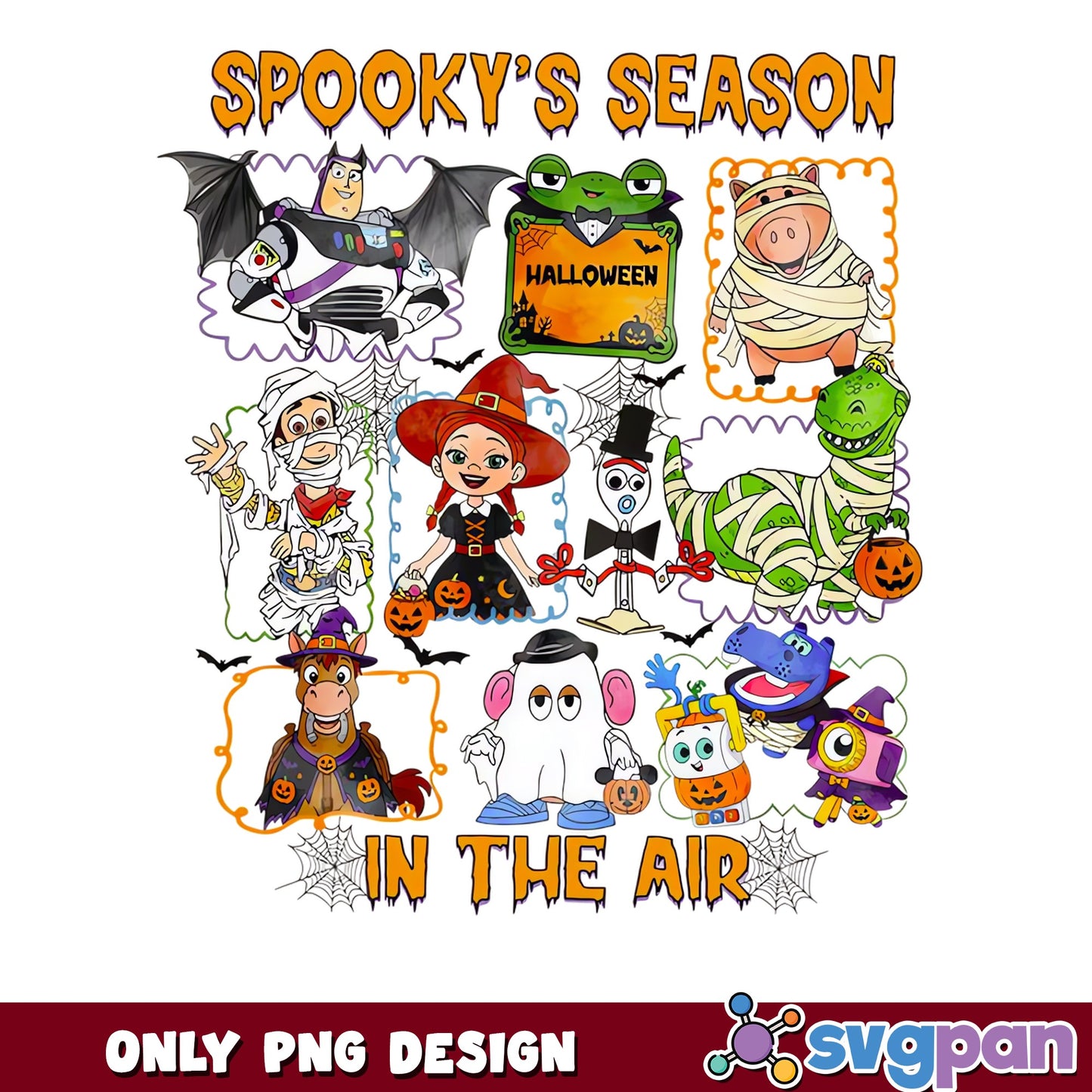 Toy Story Spooky Season In The Air Halloween PNG, Buzz Rex Jessie, PNG