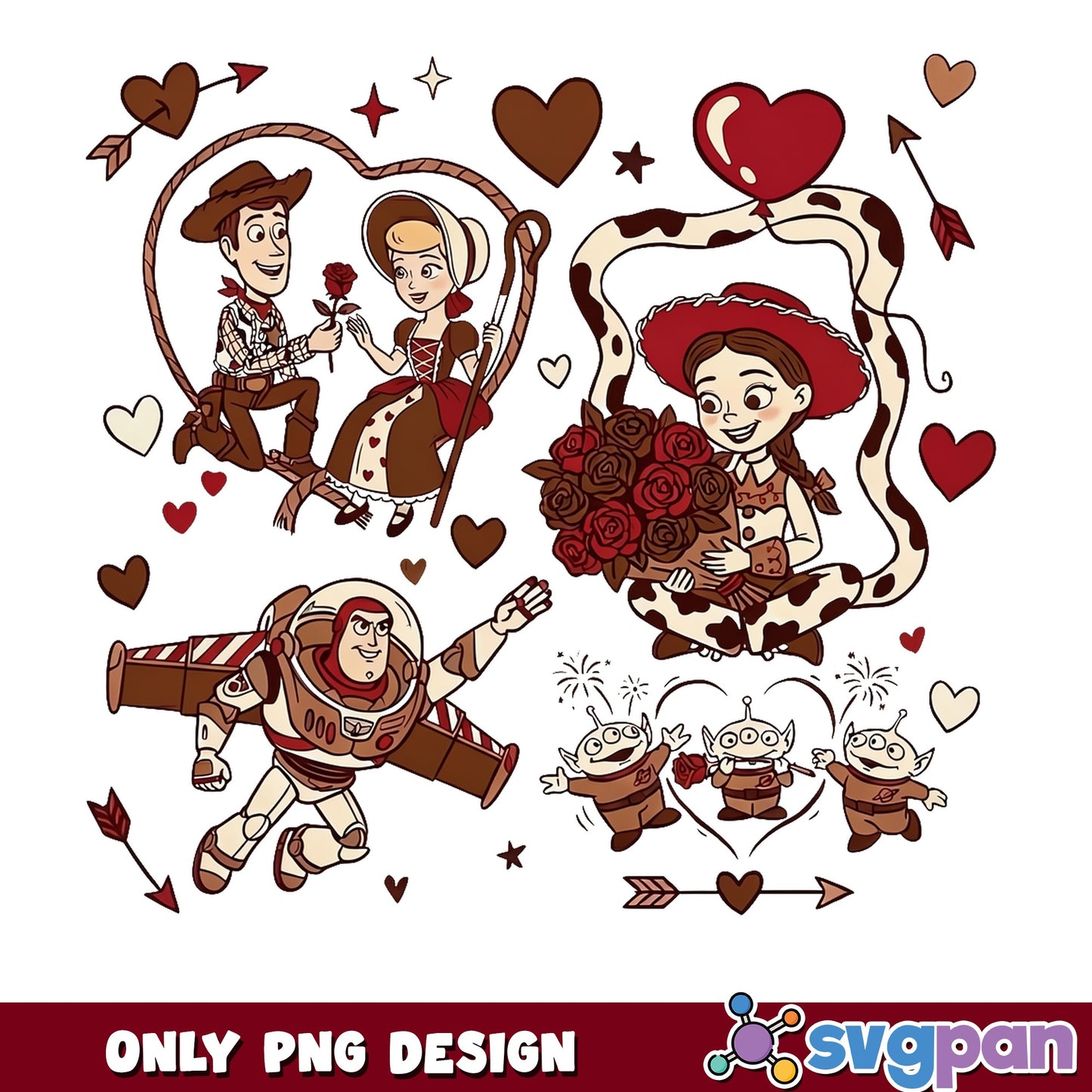 Toy Story Valentine PNG, Woody Buzz Jessie Valentine, Disney PNG