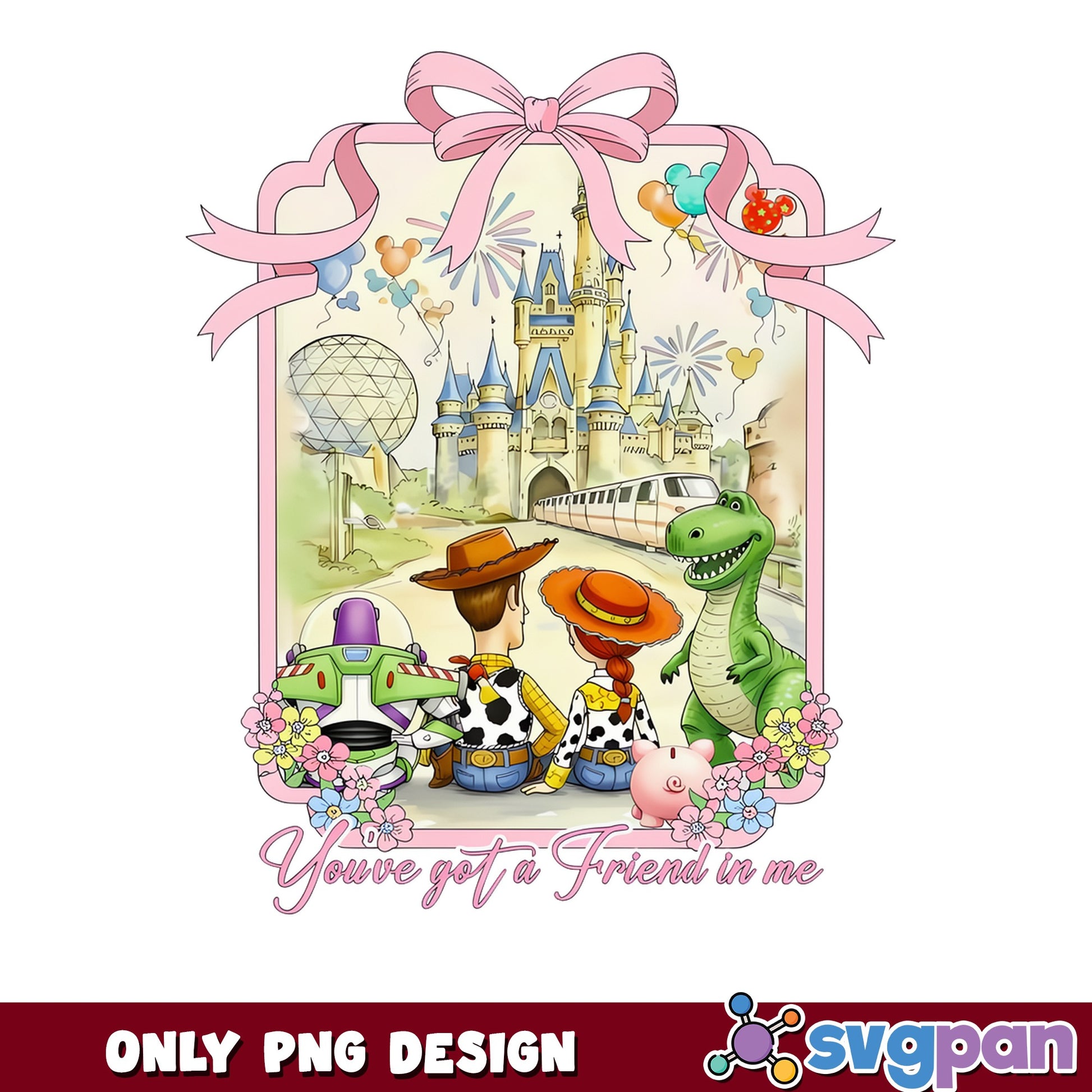 Toy Story You've Got A Friend In Me PNG, Disney Castle PNG, Woody Buzz PNG