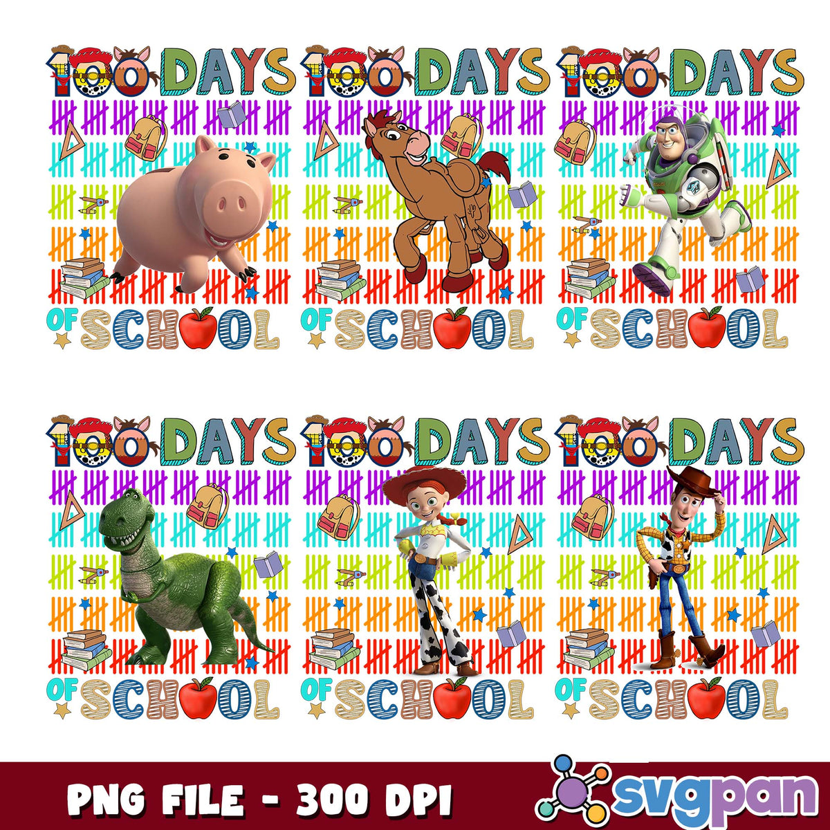 Toy story 100 days of school design png bundle