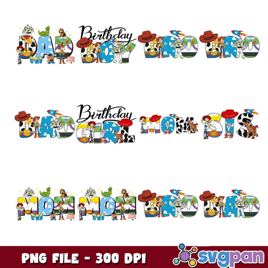 Toy story birthday family and friend png bundle