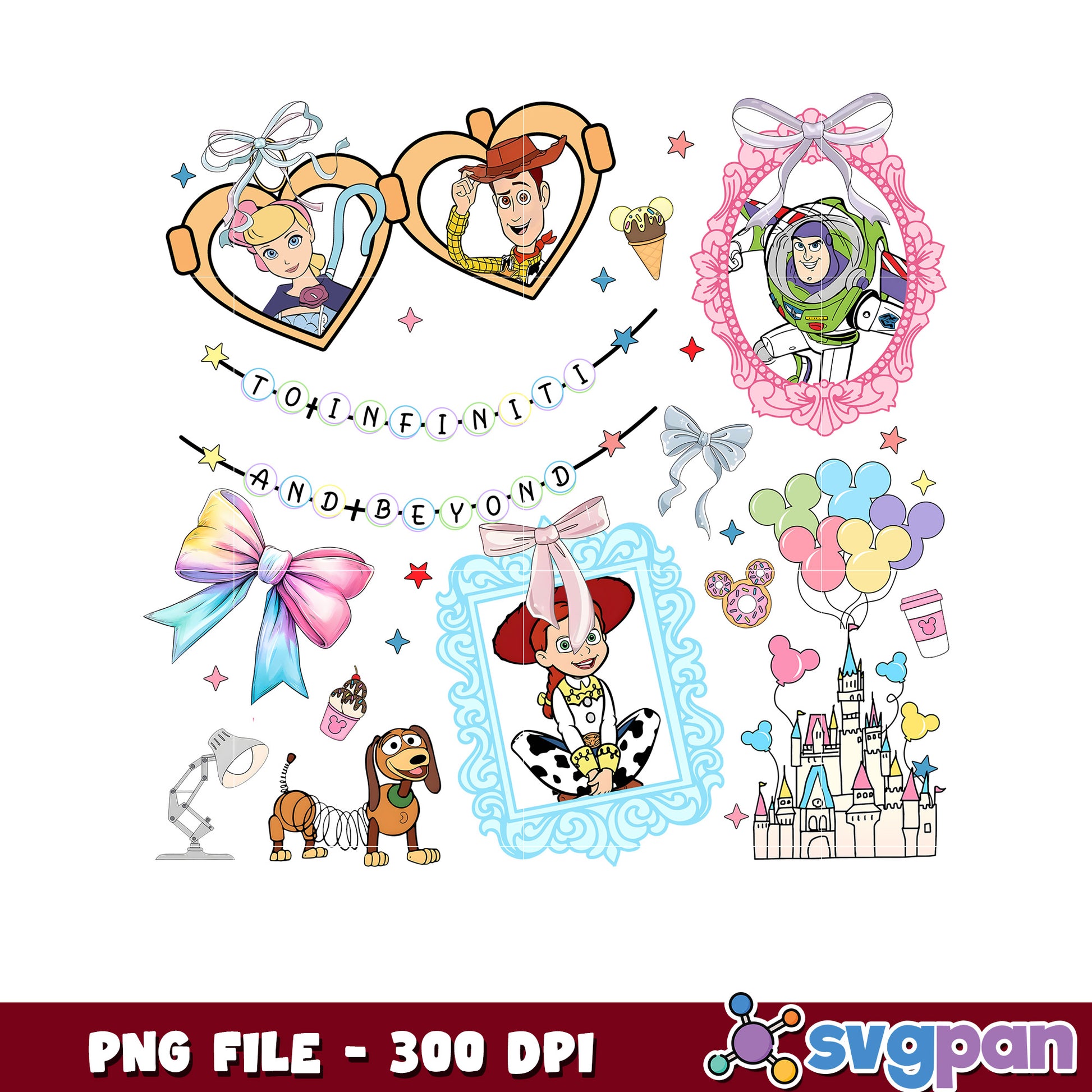 Toy story chracters picture farme png, disney characters png, disneyland evnet 2025 png