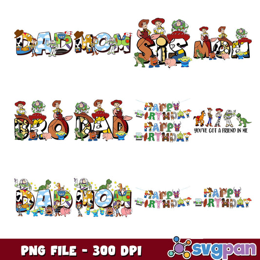 Toy story happy birthday png bundle