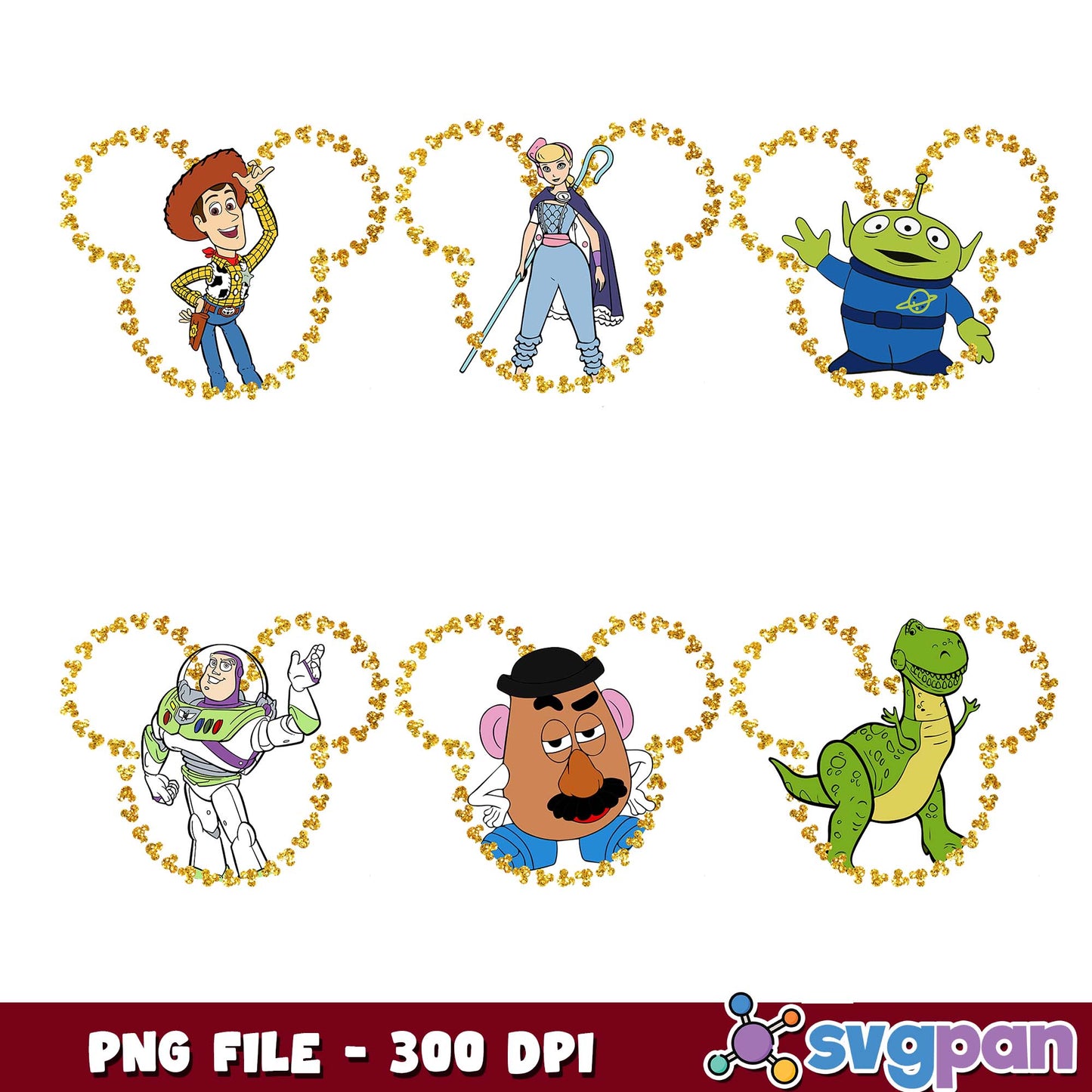 Toy story mickey ear design png bundle
