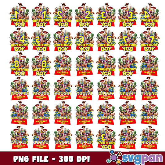 Toy story name birthday boy png bundle