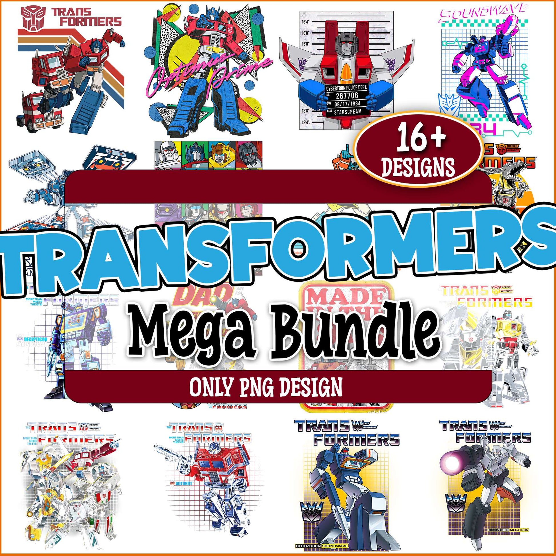 Transformers neon png bundle