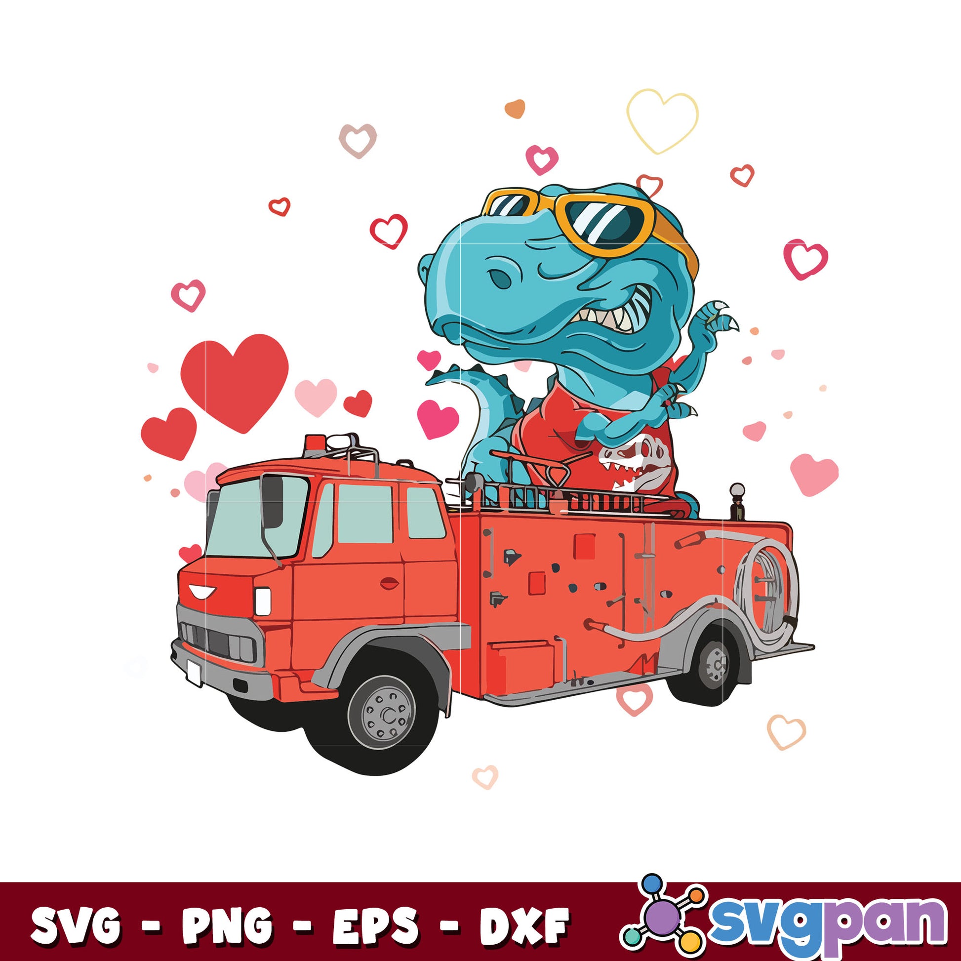 T rex and truck in valentine svg, t rex valentine​ svg, truck valentine svg