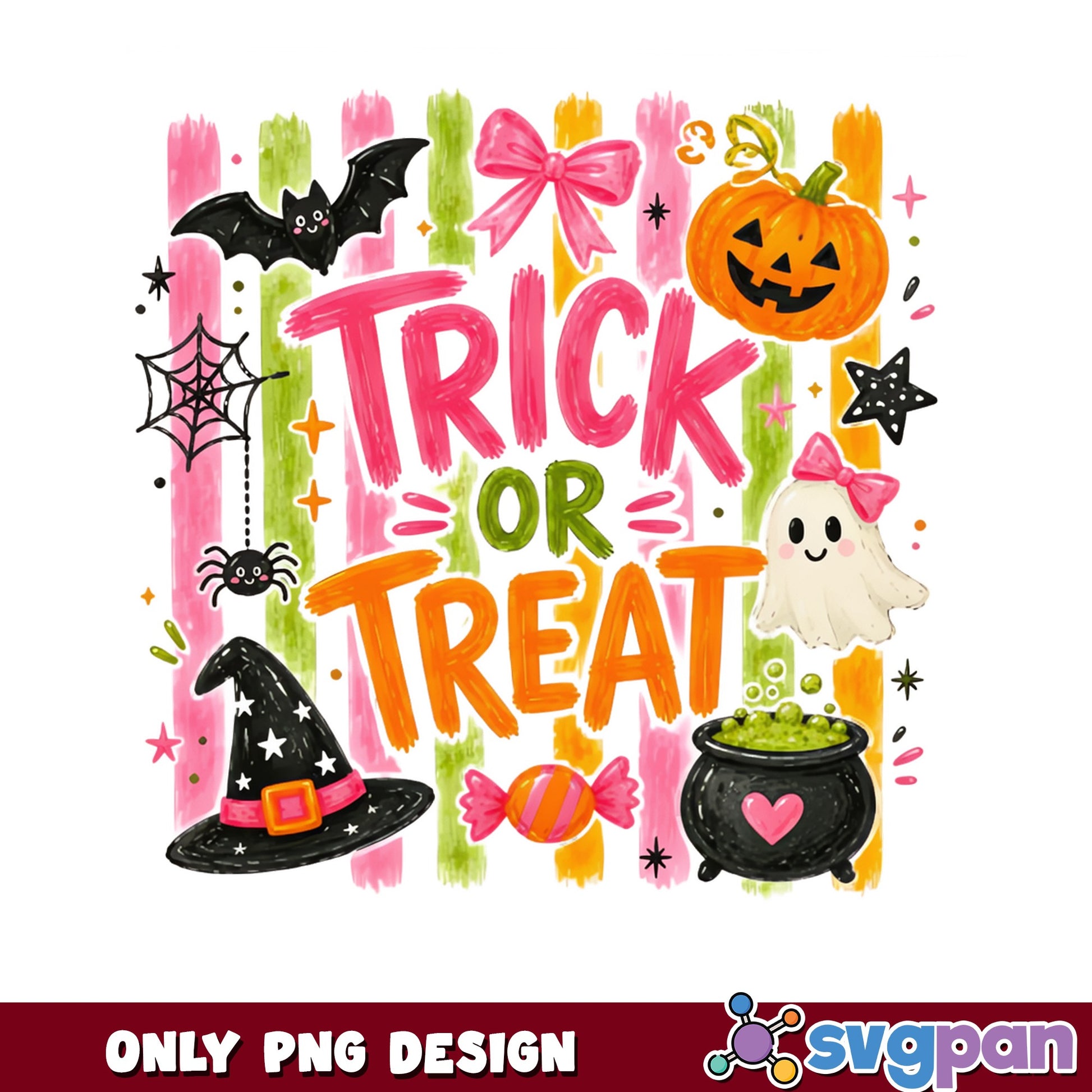 Trick Or Treat Halloween PNG, Cute Ghost Pumpkin PNG, Halloween PNG