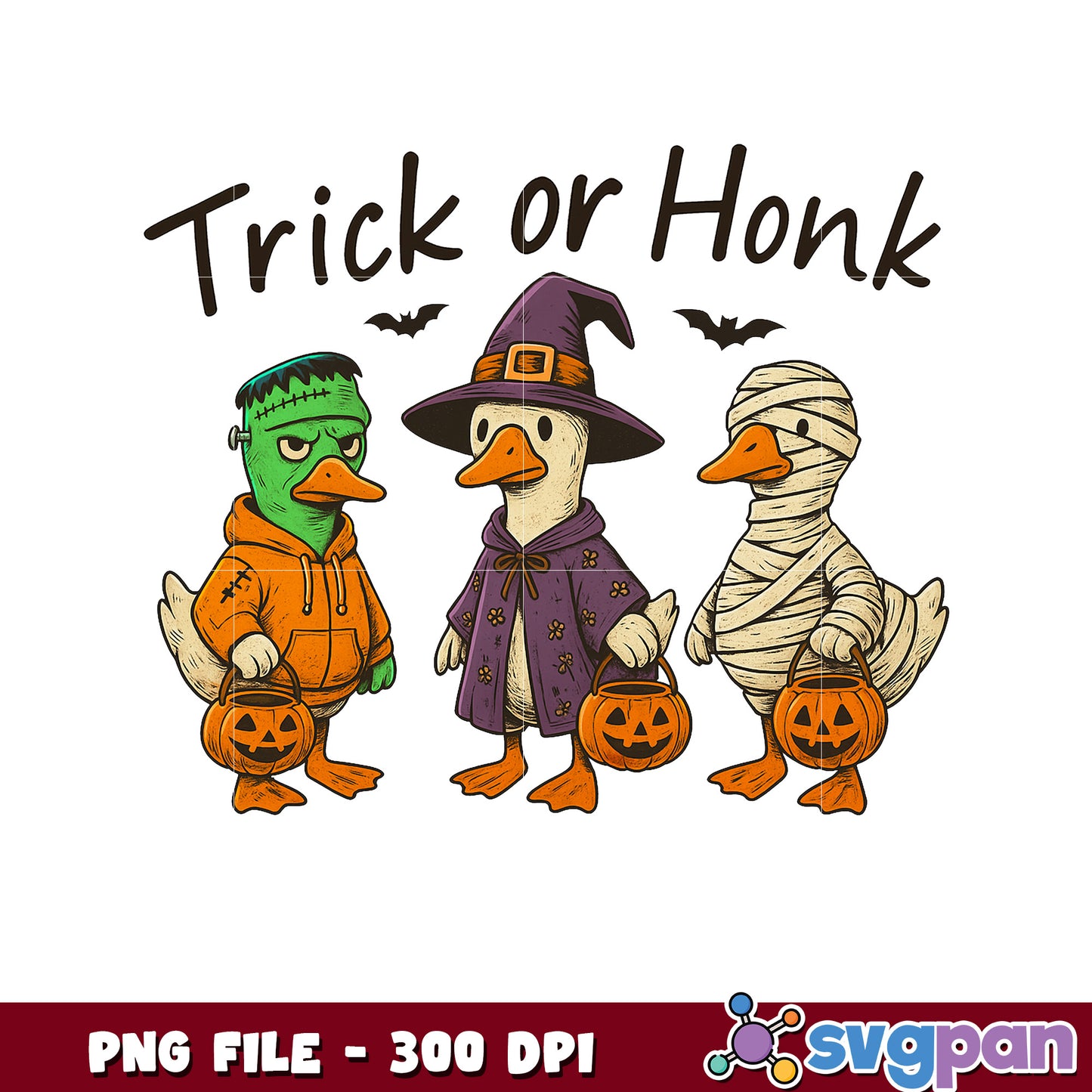 Trick or honk funny goose png, halloween quotes png, halloween design png