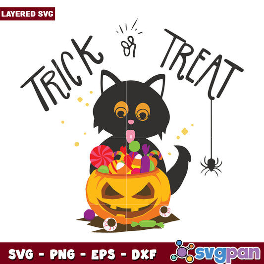 Trick or treat cat svg, halloween toys svg, halloween autumn svg