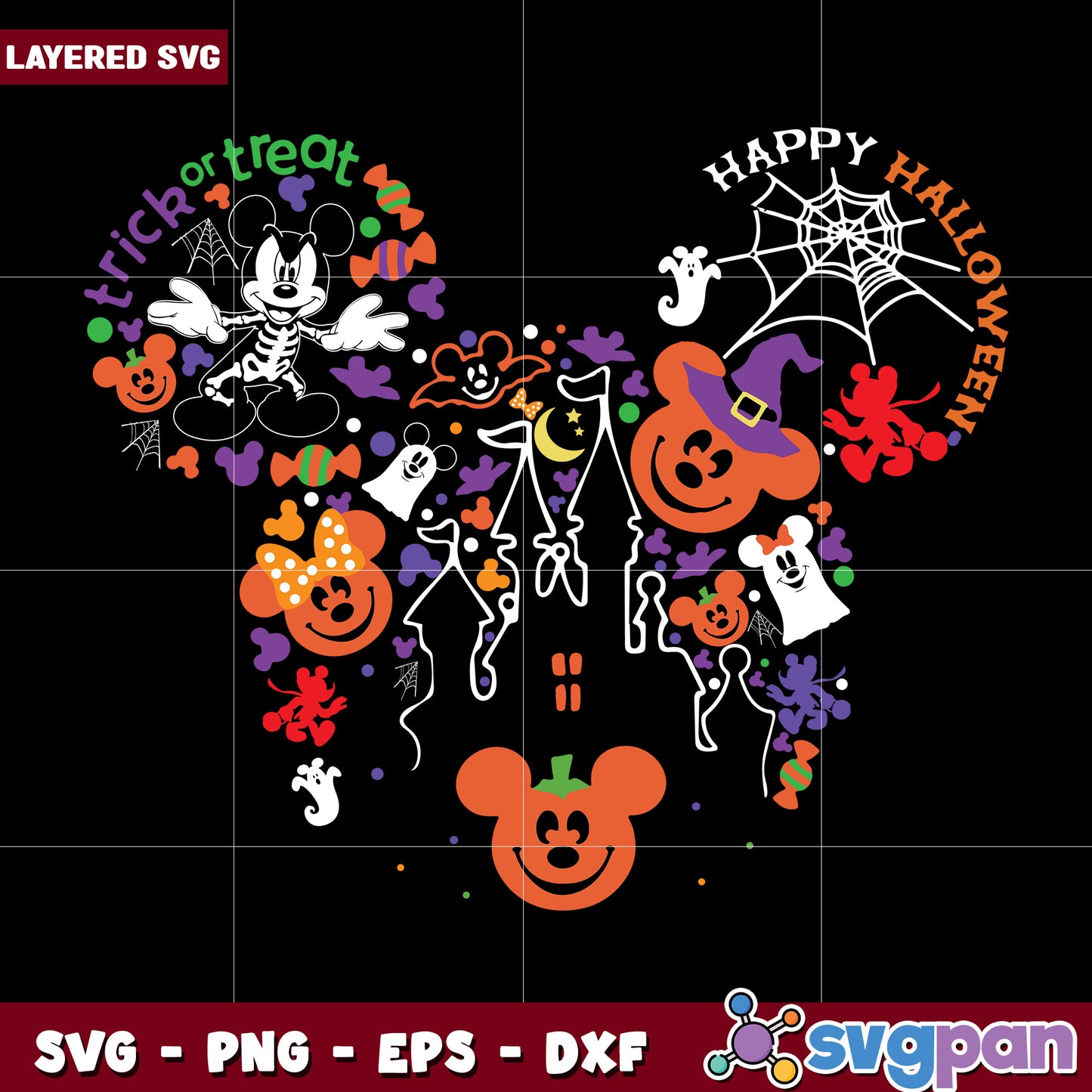 Trick or treat halloween mickey pumpkin svg, halloween toys svg, halloween autumn svg