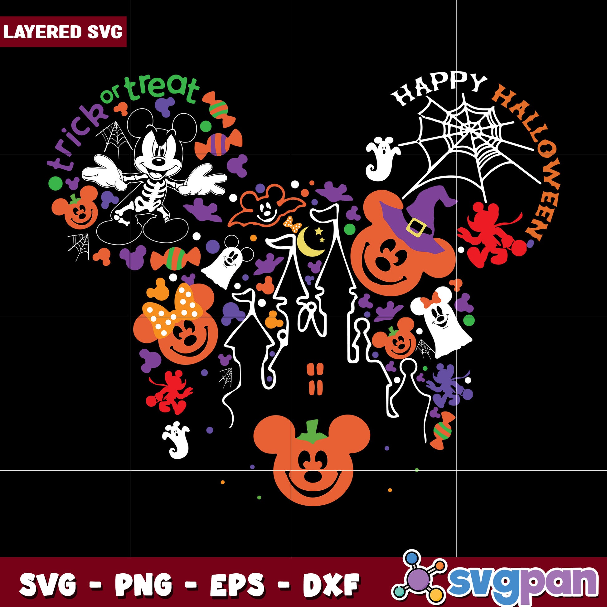 Trick or treat halloween mickey pumpkin svg, halloween toys svg, halloween autumn svg