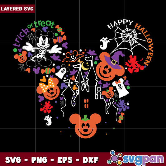 Trick or treat halloween mickey pumpkin svg, halloween toys svg, halloween autumn svg